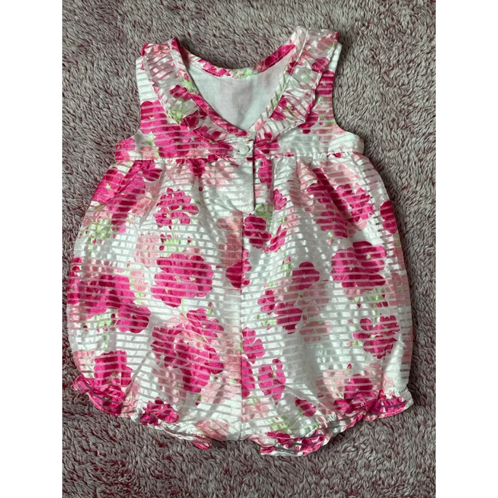 Baby Gymboree White Pink Floral Sleeveless Bodysuit 3-6 Months